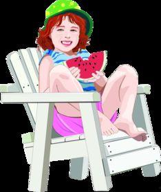 坐在凳子上吃瓜,闲适生活的一角